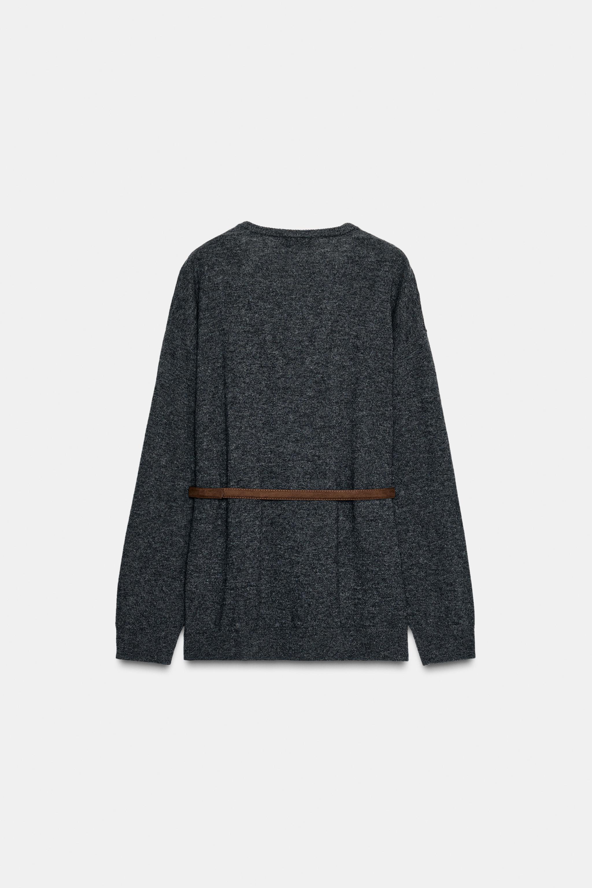 100% WOOL OVERSIZED BELTED JUMPER